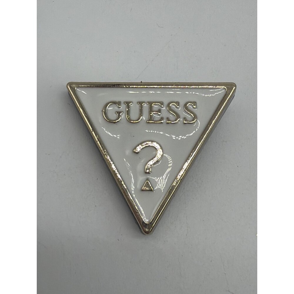 Guess White & Gold Triangular Logo Clip Accessory